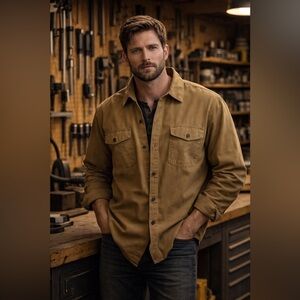 Boston Traders Men's Tan Button-Up Shirt/Jacket NWT